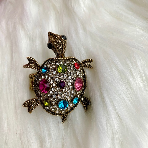 Sea Turtle statement ring rainbow rhinestone - Picture 6 of 7